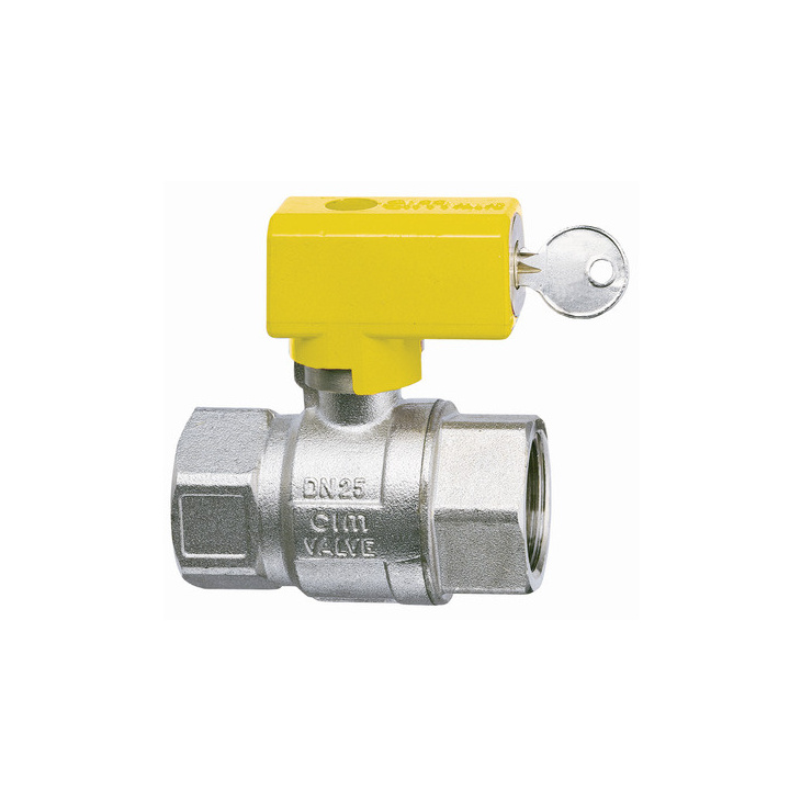 Gas ball valves with safety handle