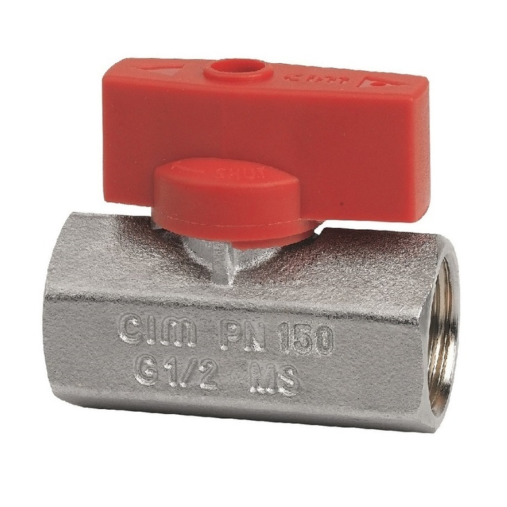 Valvola a sfera "mini" - pn 150 - femmina/femmina - maniglia in nylon rossa