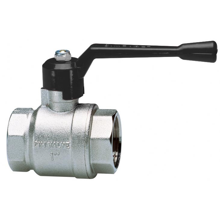 Valvola a sfera passaggio integrale - serie t14 - maniglia a leva in alluminio nera