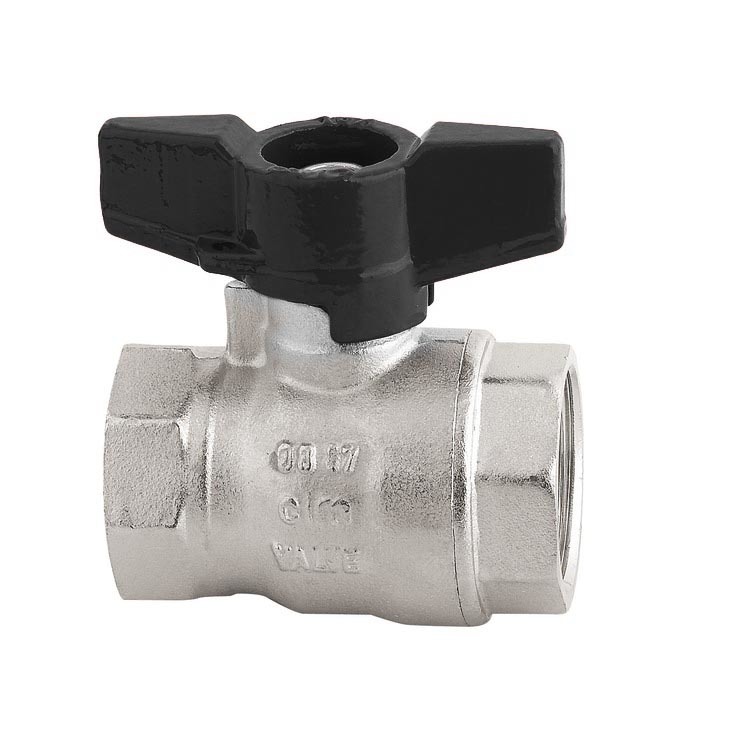 Valvola a sfera passaggio integrale - serie red5 - maniglia a farfalla in alluminio nera